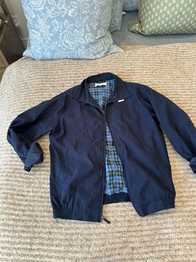 Fairway & Greene Navy Bomber Jacket with Plaid Lining